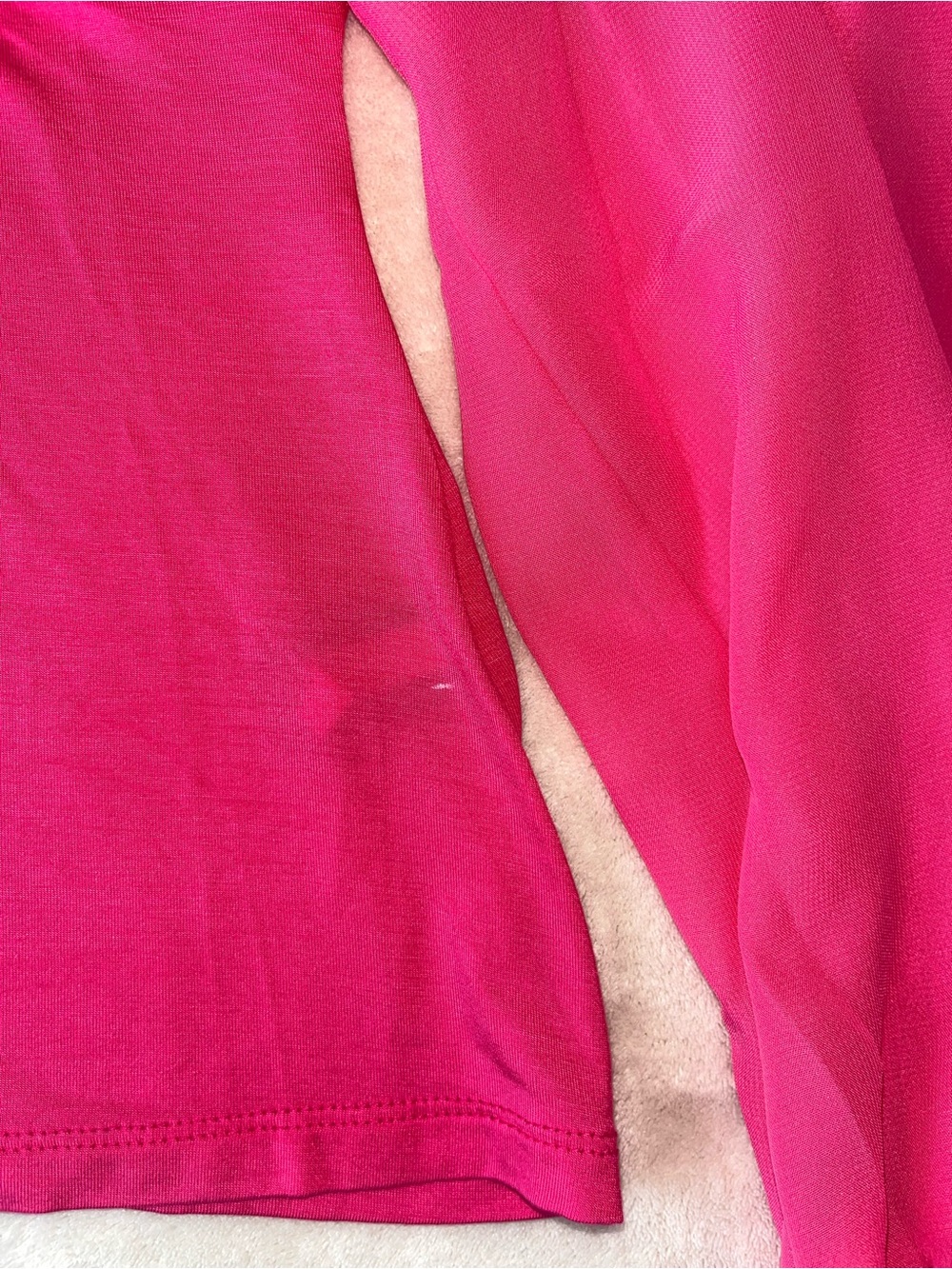 Boston Proper Hot Pink Scallop Lace V-Neck Long Sleeve Blouse Small - Picture 8 of 14
